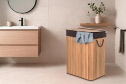 G21 Koš na prádlo 105 l s rozdělovačem, bambusový s hnědým košem (VÝPRODEJ)