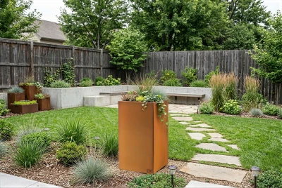 G21 Corten Square rezavě hnědý venkovní květináč 50 x 100 x 50 cm