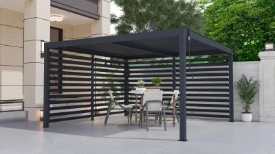 G21 antracitová otočná lamelová stěna 3,7x2,2 m pro pergolu Austin