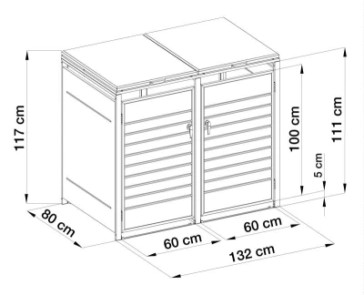 G21 Prístrešok na popolnice 132x117x80 cm, antracitový s dekorom dreva