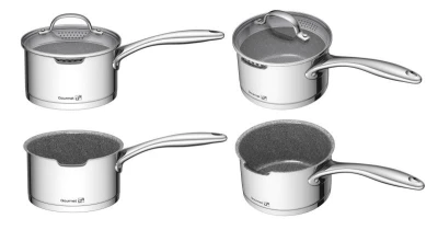 G21 Sada nádobí Gourmet Miracle s cedníkem, 9 dílů, nerez/greblon