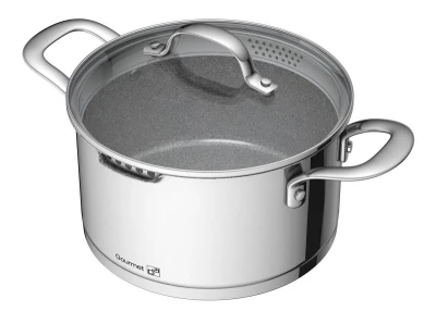 G21 Sada nádobí Gourmet Miracle s cedníkem, 9 dílů, nerez/greblon