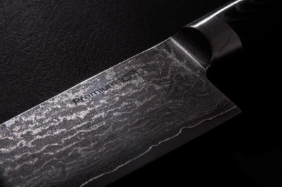 G21 Sada nožů Damascus Premium v bambusovém bloku, 4 ks + brusný kámen