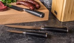 G21 Sada nožů Damascus Premium v bambusovém bloku, Box, 3 ks + brusný kámen