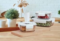 G21 Set skleněných vakuovacích dóz s pumpou, 4 ks