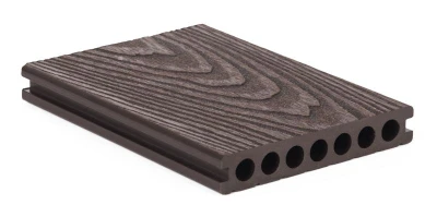 G21 Terasové prkno 2,5 x 14,8 x 400 cm, Dark Wood s kulatými výřezy, WPC