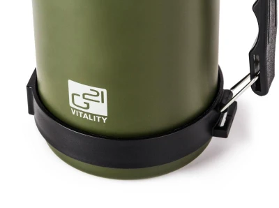 G21 Termoska na pití, 1000 ml, khaki zelená s rukojetí