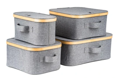G21 Úložný box 30 x 15 x 15 cm, bambusový s víkem, šedý