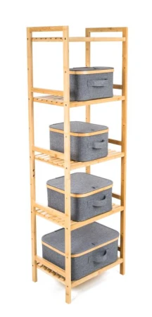 G21 Úložný box 30 x 15 x 15 cm, bambusový s víkem, šedý