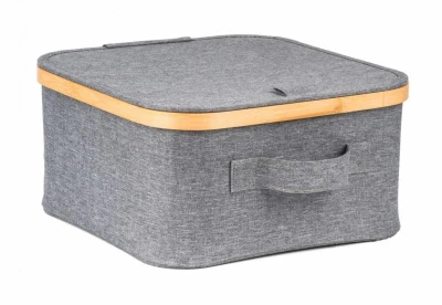 G21 Úložný box 30 x 30 x 15 cm, bambusový s víkem, šedý G21 Úložný box 30 x 30 x 15 cm, bambusový s víkem, šedý