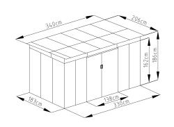 G21 Zahradní domek GRAH 700 - 340 x 206 cm, hnědý