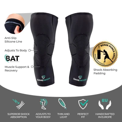 GAMEPATCH 3/4 TIGHTS WITH KNEE PADDING black kompresní kalhoty s chrániči kolen POUZE 150 cm - Černá (VÝPRODEJ)