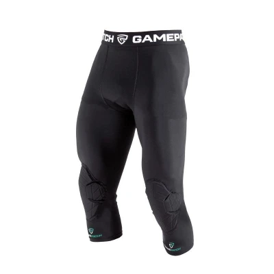 GAMEPATCH 3/4 TIGHTS WITH KNEE PADDING black kompresní kalhoty s chrániči kolen POUZE XXL - Černá (VÝPRODEJ)
