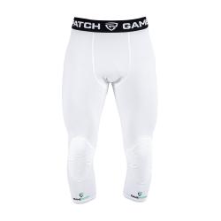 GAMEPATCH 3/4 TIGHTS WITH KNEE PADDING white kompresní kalhoty s chrániči kolen