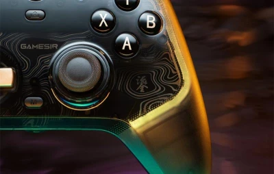 GameSir K1 Flux průhledný černý se zlatými detaily drátový ovladač