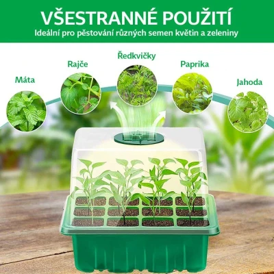 Garden King Minipařeniště s osvětlením 12 sazenic 18,5 x 15 x 14 cm set 5 ks (VÝPRODEJ)