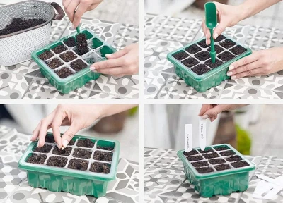 Garden King Minipařeniště s osvětlením 12 sazenic 18,5 x 15 x 14 cm set 5 ks (VÝPRODEJ)