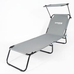 Garden King Zahradní lehátko se stříškou šedá