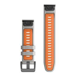 Garmin Řemínek pro fenix5/6/7/8 QuickFit 22 silikonový, Fog Gray / Ember Orange