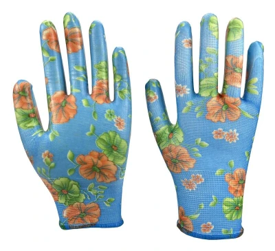 Garvia Rukavice zahradní vel. 10 NITRILE flowers blue