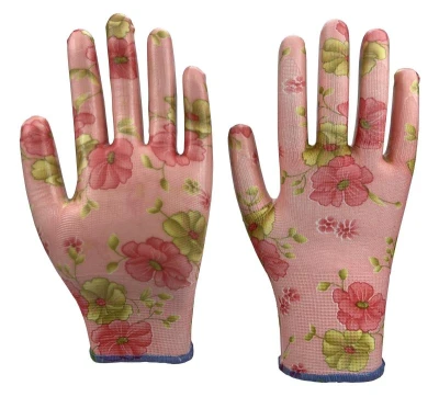 Garvia Rukavice zahradní vel. 8 NITRILE flowers pink