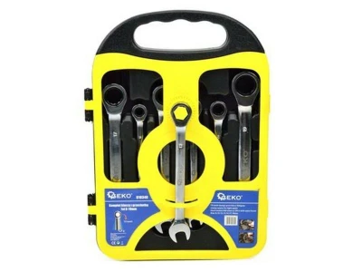 GEKO Klíče ráčnové očkoploché, sada 7ks, 8-19mm, plast. držák GEKO