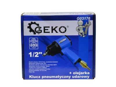GEKO Pneumatický rázový utahovák 1/2[34], 1550 Nm, přimazávač oleje, Heavy Duty GEKO