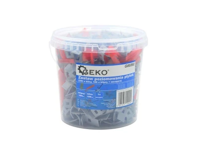 GEKO Sada nástrojů pro vyrovnávání obkladů (300x spony, 100x klíny, 1x kleště)