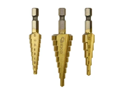 GEKO Stupňovité kuželové vrtáky 1/4", 3ks GEKO Stupňovité kuželové vrtáky 1/4", 3ks