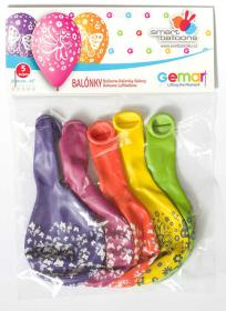 Gemar Balónek nafukovací 30cm potisk MOTÝL set 5ks různé barvy v sáčku