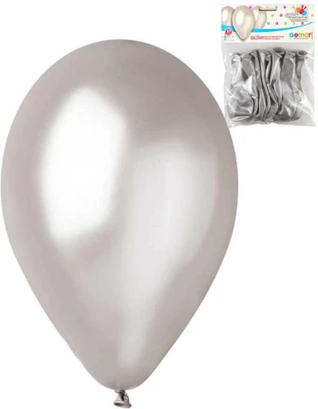 Gemar Balónky nafukovací 26cm metalické stříbrné set 10ks v sáčku Gemar Balónky nafukovací 26cm metalické stříbrné set 10ks v sáčku