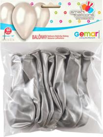 Gemar Balónky nafukovací 26cm metalické stříbrné set 10ks v sáčku