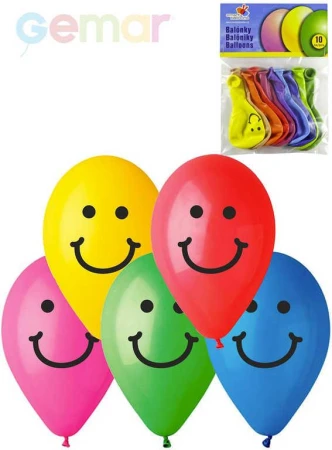 Gemar Balónky nafukovací 26cm Pastelové barevné potisk SMILE set 10ks Gemar Balónky nafukovací 26cm Pastelové barevné potisk SMILE set 10ks
