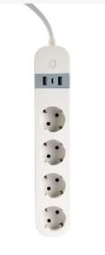 GEMBIRD chytrá prodlužovačka s USB nabíječkou, 4 zásuvky, bílá GEMBIRD chytrá prodlužovačka s USB nabíječkou, 4 zásuvky, bílá