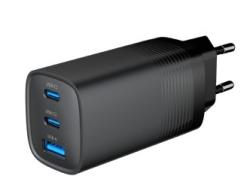 GEMBIRD, Nabíječka USB, 3x port, 65W, rychlé nabíjení, černá GEMBIRD, Nabíječka USB, 3x port, 65W, rychlé nabíjení, černá