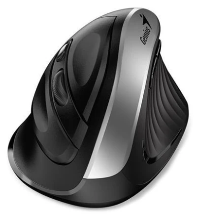 Genius Ergo 8250S, Myš, bezdrátová, vertikální, 1600DPI, 6 tlačítek, tichá, černo-stříbrná Genius Ergo 8250S, Myš, bezdrátová, vertikální, 1600DPI, 6 tlačítek, tichá, černo-stříbrná
