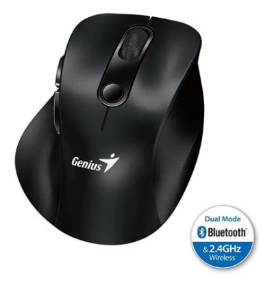 Genius Ergo 9000S, Myš, bezdrátová, optická, 2400DPI, 6 tlačítek, Bluetooth, 2.4GHz, USB, černá Genius Ergo 9000S, Myš, bezdrátová, optická, 2400DPI, 6 tlačítek, Bluetooth, 2.4GHz, USB, černá