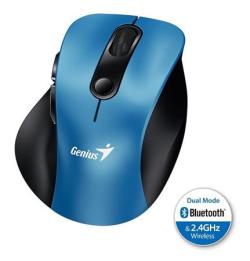Genius Ergo 9000S, Myš, bezdrátová, optická, 2400DPI, 6 tlačítek, Bluetooth, 2.4GHz, USB, modrá Genius Ergo 9000S, Myš, bezdrátová, optická, 2400DPI, 6 tlačítek, Bluetooth, 2.4GHz, USB, modrá