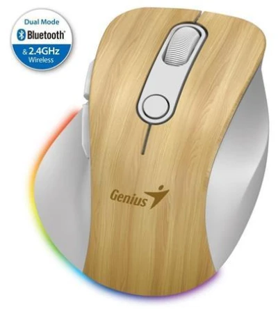Genius Ergo 9000S Pro Myš, bezdrátová, optická, 2400DPI, 6 tlačítek, Bluetooth, 2,4GHz, USB-C nabíjení, tichá, 7bar.pods.,borovice Genius Ergo 9000S Pro Myš, bezdrátová, optická, 2400DPI, 6 tlačítek, Bluetooth, 2,4GHz, USB-C nabíjení, tichá, 7bar.pods.,borovice