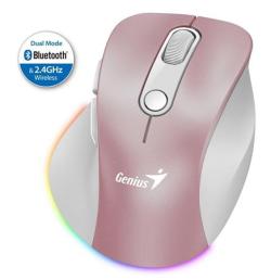 Genius Ergo 9000S Pro Myš, bezdrátová, optická, 2400DPI, 6 tlačítek, Bluetooth, 2,4GHz, USB-C nabíjení, tichá, 7bar.pods. růžová Genius Ergo 9000S Pro Myš, bezdrátová, optická, 2400DPI, 6 tlačítek, Bluetooth, 2,4GHz, USB-C nabíjení, tichá, 7bar.pods. růžová
