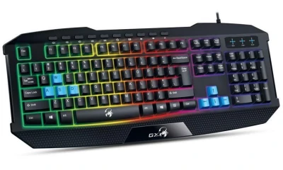 Genius GX GAMING Scorpion K215,Klávesnice, herní, drátová, CZ+SK layout, podsvícená, Copilot, USB, černá