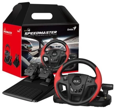 Genius GX Gaming SpeedMaster, Volant, pedály, řadicí páka, pro PC, PS3, PS4, USB, vibrace, černo-červený Genius GX Gaming SpeedMaster, Volant, pedály, řadicí páka, pro PC, PS3, PS4, USB, vibrace, černo-červený