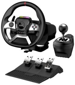 Genius GX Gaming SpeedMaster X5 FF Volant, pedály, řadicí páka, pro PC, PS4, Xbox One, vibrace, černo-stříbrný Genius GX Gaming SpeedMaster X5 FF Volant, pedály, řadicí páka, pro PC, PS4, Xbox One, vibrace, černo-stříbrný