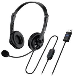 Genius headset - HS-230U, náhlavní, drátový, s mikrofonem, ovládání hlasitosti, délka kabelu 2,4m, USB, černý Genius headset - HS-230U, náhlavní, drátový, s mikrofonem, ovládání hlasitosti, délka kabelu 2,4m, USB, černý
