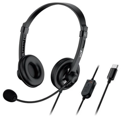 Genius HS-230U, Headset, náhlavní, drátový, s mikrofonem, ovládání hlasitosti, kabel 2,4 m, USB-C, černý Genius HS-230U, Headset, náhlavní, drátový, s mikrofonem, ovládání hlasitosti, kabel 2,4 m, USB-C, černý