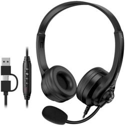 Genius HS-235U AI, Headset, drôtový, náhlavný, mikrofón, Copilot, ovládanie hlasitosti, kábel 2,4m, USB-C, USB, čierny Genius HS-235U AI, Headset, drôtový, náhlavný, mikrofón, Copilot, ovládanie hlasitosti, kábel 2,4m, USB-C, USB, čierny