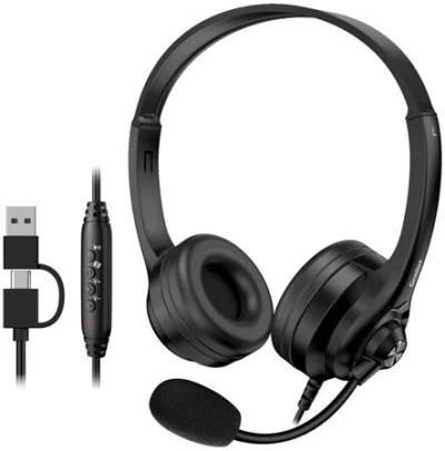 Genius HS-235U AI, Headset, drátový, náhlavní, mikrofon, Copilot, ovládání hlasitosti, kabel 2,4m, USB-C, USB, černý Genius HS-235U AI, Headset, drátový, náhlavní, mikrofon, Copilot, ovládání hlasitosti, kabel 2,4m, USB-C, USB, černý