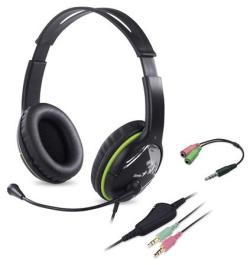 Genius HS-400A Headset, herní, drátový, náhlavní, mikrofon, ovládání hlasitosti, 2× 3,5mm jack, redukce na 1× 3,5mm, černo-zelená Genius HS-400A Headset, herní, drátový, náhlavní, mikrofon, ovládání hlasitosti, 2× 3,5mm jack, redukce na 1× 3,5mm, černo-zelená