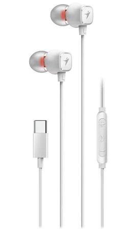 Genius HS-M368,Headset, drátový, do uší, mikrofon, ovládání hlasitosti, USB-C, bílá