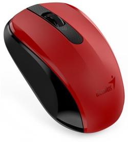 Genius NX-8008S, Myš, bezdrátová, optická, 1200dpi, 3 tlačítka, USB, červeno-černá